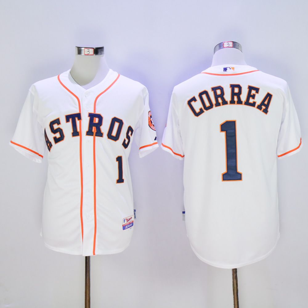 Men Houston Astros #1 Correa White MLB Jerseys->houston astros->MLB Jersey